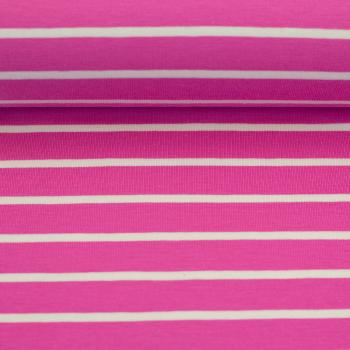 Preview: Baumwolljersey Isa Streifen Pink/Weiß  by Swafing